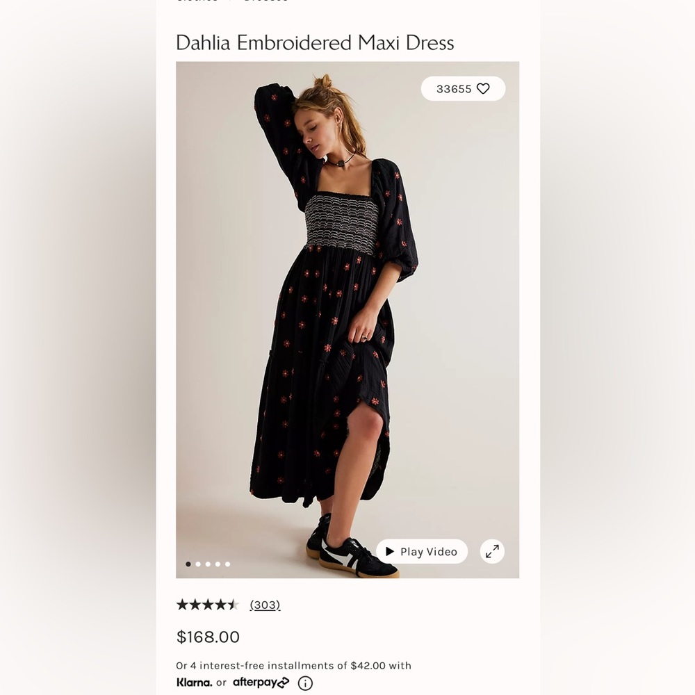 Dahlia embroidered maxi dress free people size large in GUC In black combo